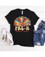 Prek Dream Team Retro Groovy Rainbow Back To School Teacher Shirt Unisex Standard T-Shirt black s
