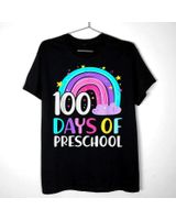 Rainbow Happy 100 Days Of Preschool Teachers Women Kids Shirt Unisex Standard T-Shirt black s